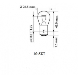 ŻARÓWKA 12V P21/5W 21/5W BAY15D /DWUWŁÓKNOWA/ OPAK [10SZT] - OPAK MEXGEAR 78-0018SET