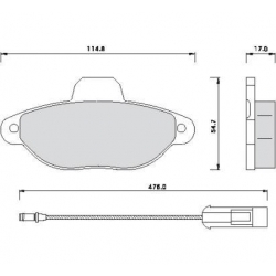 KLOCKI HAMULCOWE FIAT PUNTO 55/60/75/90 93-> GR.17MM Z CZUJ. SEICENTO GDB1115 KPL DACO 322335